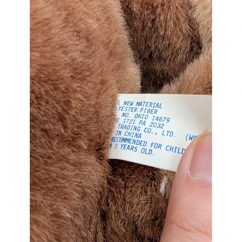 Teddy Bear Plush Brown Vinyl Face Sleeping Eyes Nightcap Gown 13in TB Trading Co